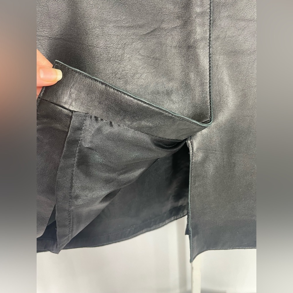 Isaac Mizrahi for Target Genuine Leather Skirt 10 Black Pencil Knee Length - Picture 5 of 10